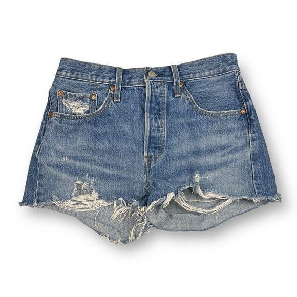 Levi’s 501 Buttonfly Big E Jean Cutoff Shorts Size 28 - Picture 1 of 9